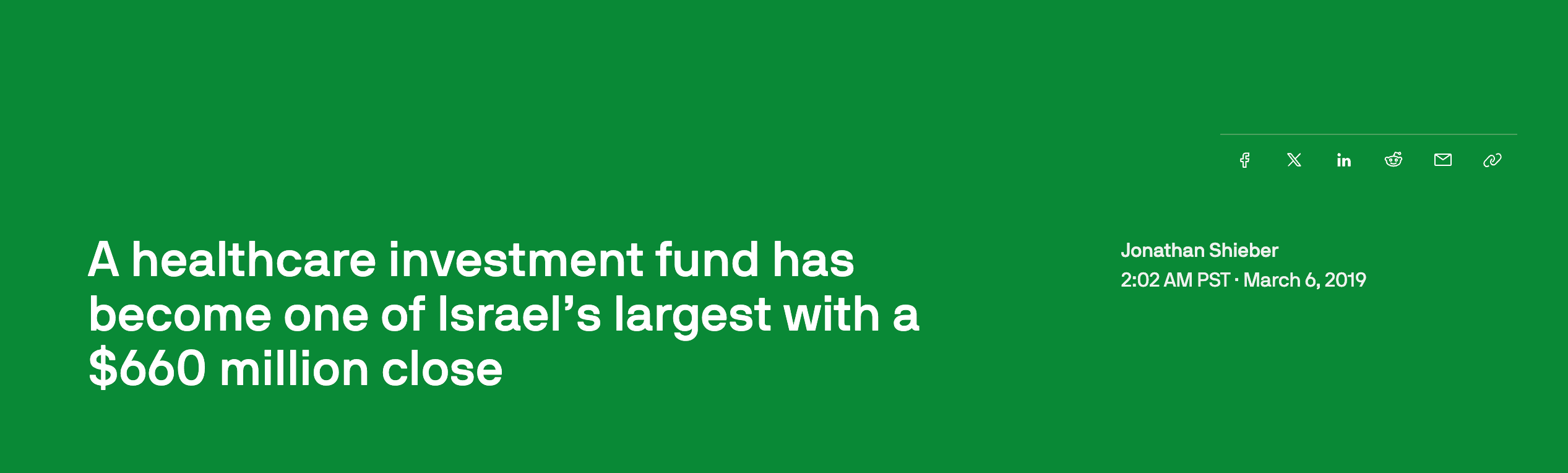 A healthcare investment fund has become one of Israel's largest with a $660 million close